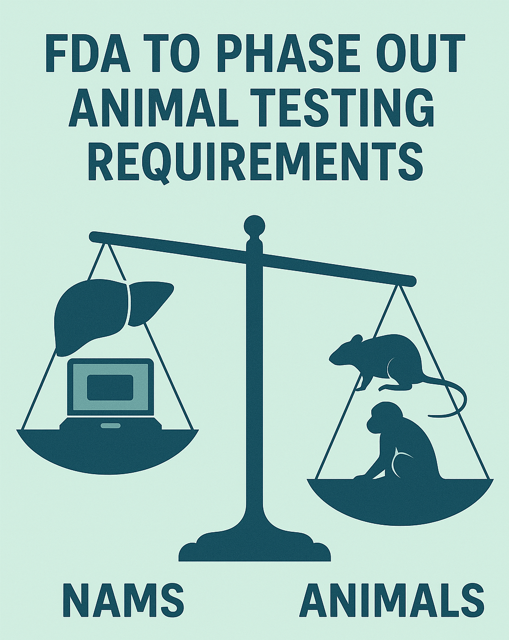 Image showing that the FDA’s roadmap for change favors NAMs-based drug development versus animals